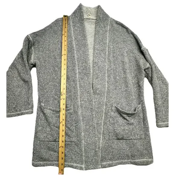 Eileen Fisher Size M Grey Heather Organic Cotton Terry Shawl Collar Jacket - Picture 4 of 8